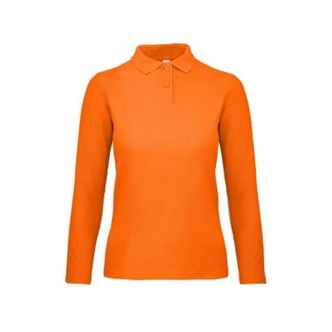 Orange - Damska koszulka polo z długim rękawem ID.001
