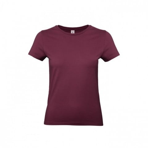 Bordowy klasyczny damski tshirt B&C TW04T