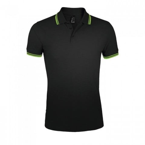 Black/Lime Green - Męska koszulka polo Pasadena