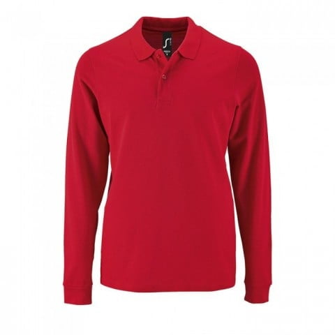 Red - Męska koszulka polo z długim rękawem Perfect
