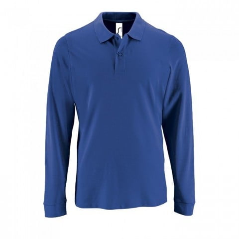 Royal Blue - Męska koszulka polo z długim rękawem Perfect