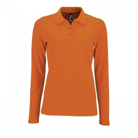 Orange - Damska koszulka polo z długim rękawem Perfect