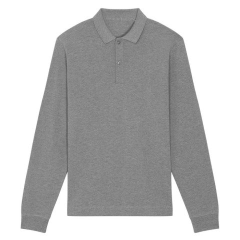 Mid Heather Grey - Koszulka polo z długim rękawem unisex Prepster Longsleeve