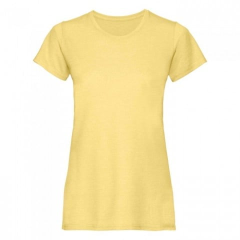 Żółta damska koszulka z własnym logo firmy Russell R-165F-0