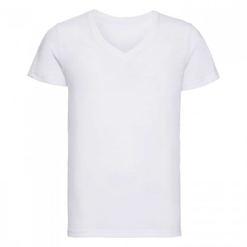 White - Męska koszulka z dekoltem w serek HD