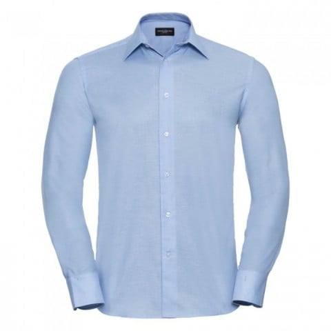 Oxford Blue - Męska taliowana koszula Oxford