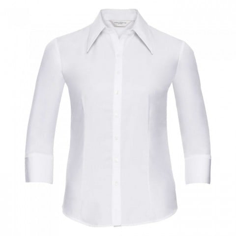 White - Damska bluzka z rękawem 3/4 Tencel®