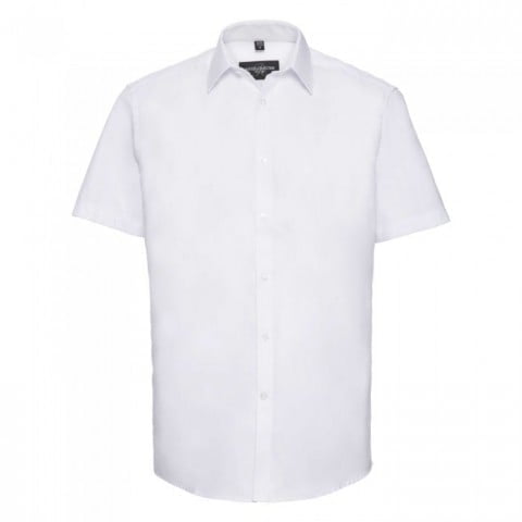 White - Męska koszula Herringbone
