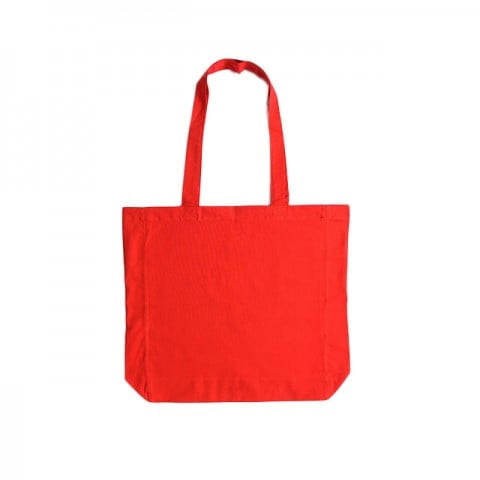 Red - Cotton bag with sidefold, long handles