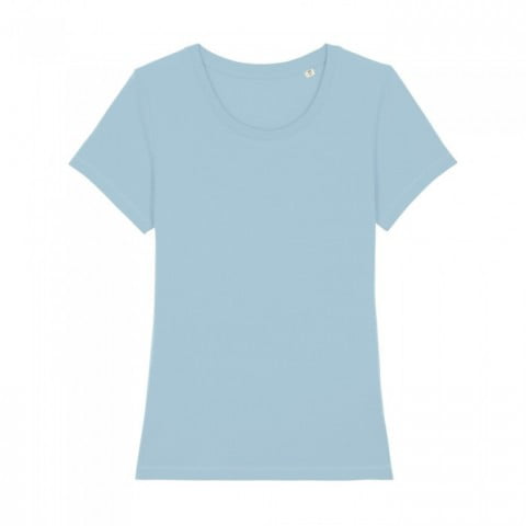 Jasnoniebieski damski t-shirt organic z haftowanym logo firmy Stella Expresser RAVEN
