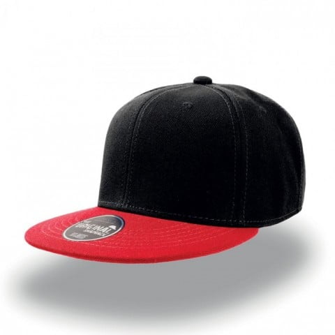 czarno-czerwony snapback z nadrukiem