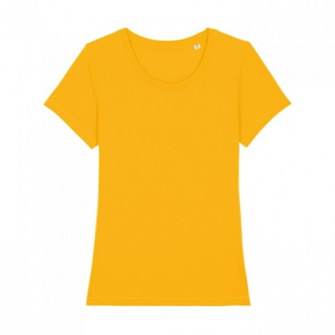Żółty damski t-shirt organic z haftowanym logo firmy Stella Expresser RAVEN