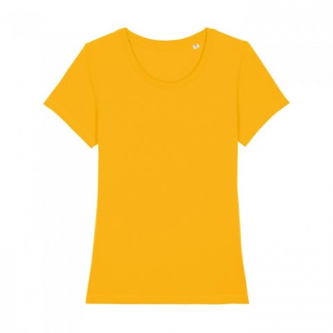 Żółty damski t-shirt organic z haftowanym logo firmy Stella Expresser RAVEN