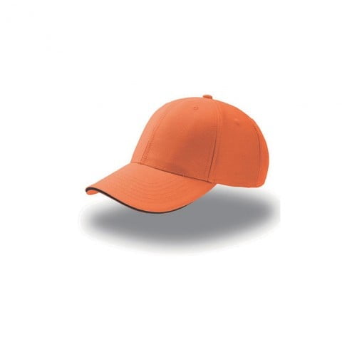 pomarańczowo-czarna czapka reklamowa sandwich
