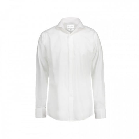 White - Elegancka popelinowa koszula z długimi rękawami na spinki SS161