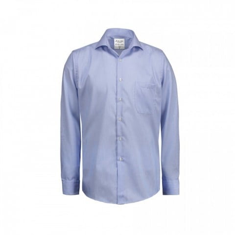 Light Blue - Biznesowa koszula w drobne prążki z tkaniny fine twill SS20