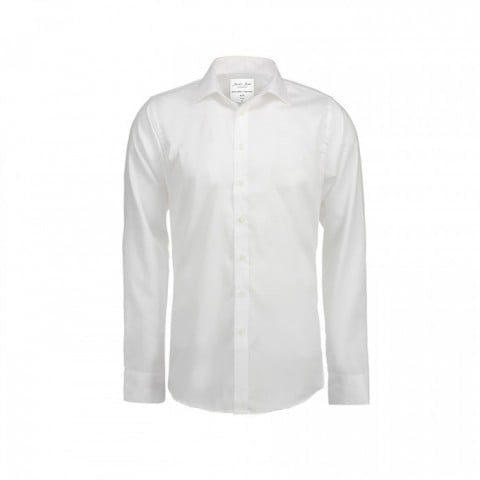 White - Fine Twill - Langärmlig Slim Fit Hemd SS30