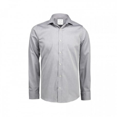 Silver Grey - Biznesowa koszula z tkaniny fine twill z wykończeniem non iron SS30