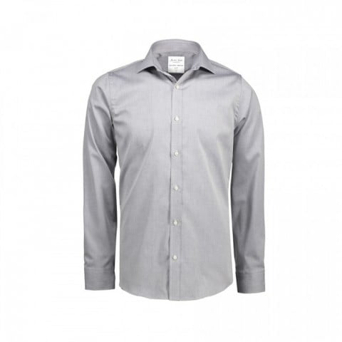 Silver Grey - Fine Twill - Langärmlig Slim Fit Hemd SS30