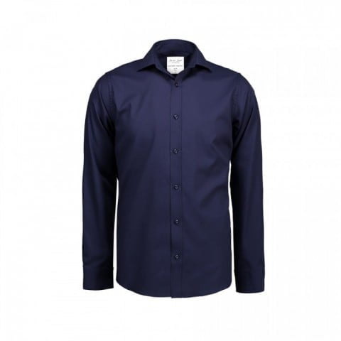 Navy Blue - Biznesowa koszula z tkaniny fine twill z wykończeniem non iron SS30