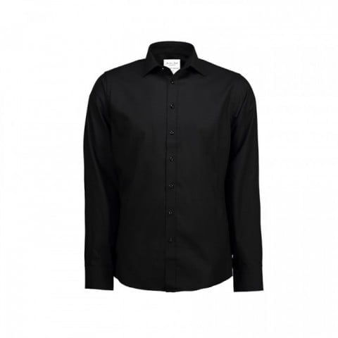 Black - Biznesowa koszula z tkaniny fine twill z wykończeniem non iron SS30
