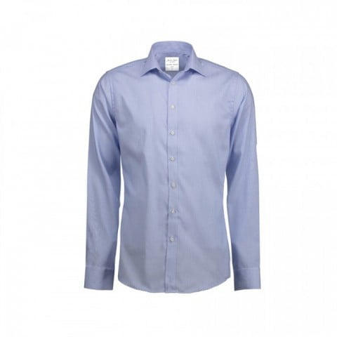 Light Blue - Biznesowa koszula w drobne prążki z tkaniny fine twill SS37