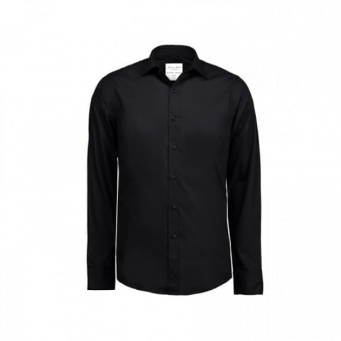 Black - Poplin - Langärmlig Slim Fit Hemd SS402