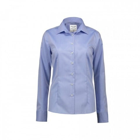Light Blue - Biznesowa bluzka z tkaniny fine twill z wykończeniem non iron SS720