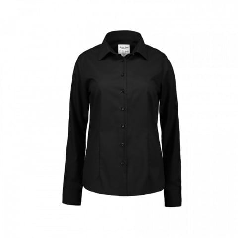 Black - Biznesowa bluzka z tkaniny fine twill z wykończeniem non iron SS720