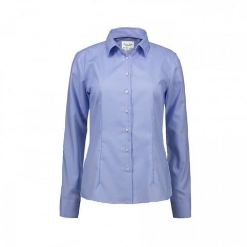 Light Blue - Elegancka bluzka biznesowa Oxford z wykończeniem non-iron SS740