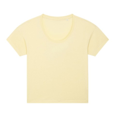Damska żółta koszulka z certyfikowanej bawełny z własnym sitodrukiem Stella Chiller