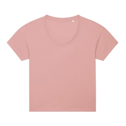 Damska różowa koszulka z certyfikowanej bawełny z własnym sitodrukiem Stella Chiller