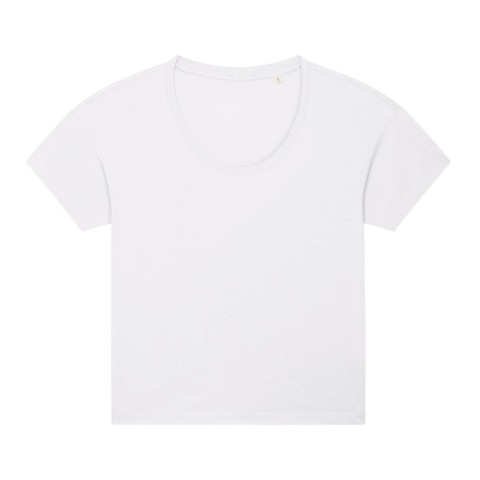 Damska biała koszulka z certyfikowanej bawełny z własnym sitodrukiem Stella Chiller