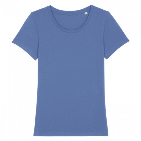 Niebieski damski t-shirt organic z haftowanym logo firmy Stella Expresser RAVEN