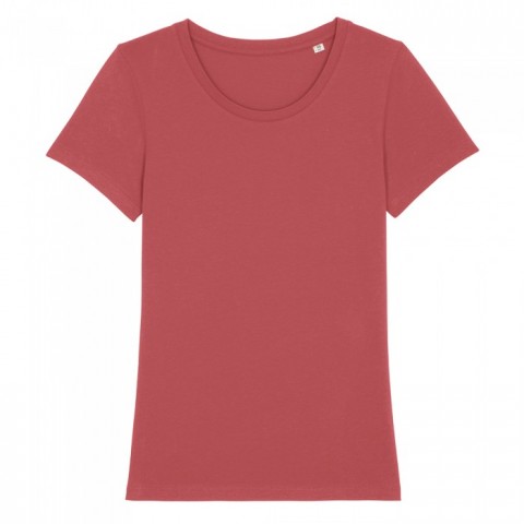 Zgaszony czerwony damski t-shirt organic z haftowanym logo firmy Stella Expresser RAVEN