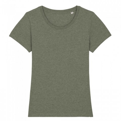 Oliwkowy damski t-shirt organic z haftowanym logo firmy Stella Expresser RAVEN