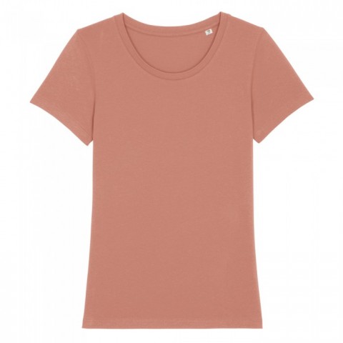 Jasnopomarańczowy damski t-shirt organic z haftowanym logo firmy Stella Expresser RAVEN