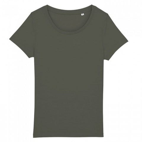 Khaki damski t-shirt organiczny z logo firmy Stella Jazzer RAVEN