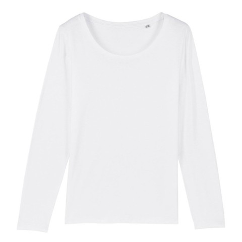 Biała damska koszulka z długim rękawem do własnego haftu lub druku Stella Singer
