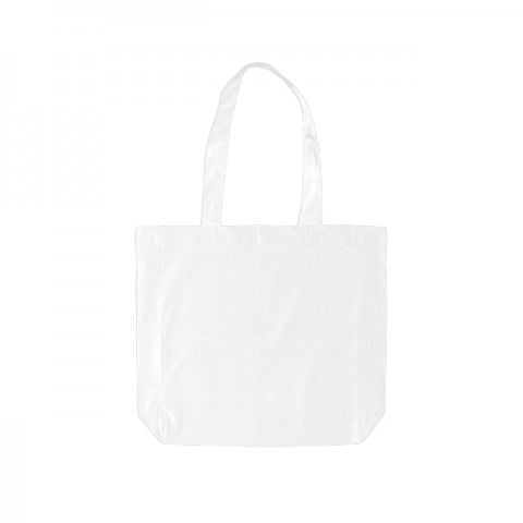 White - Cotton bag with sidefold, long handles