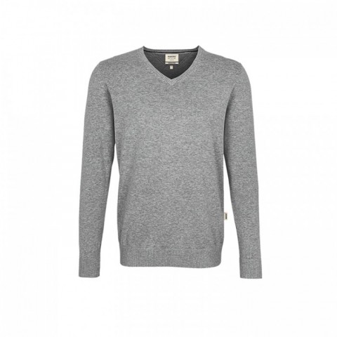 Mottled Grey - Męski bawełniany pullover w serek 143