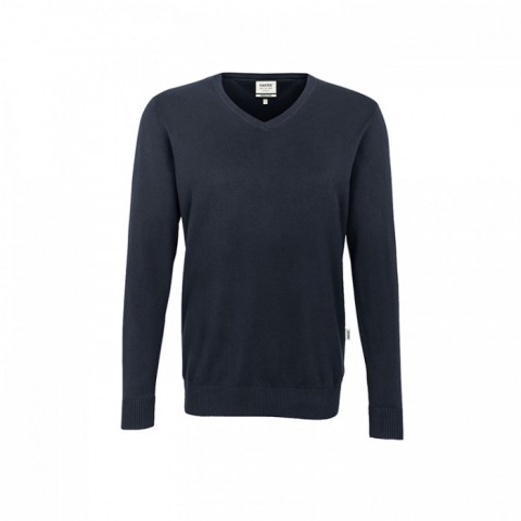 Ink Blue - Męski bawełniany pullover w serek 143