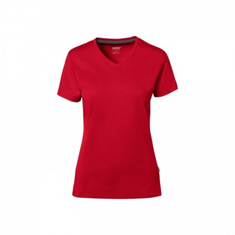 Damska czerwona koszulka w serek Hakro 169