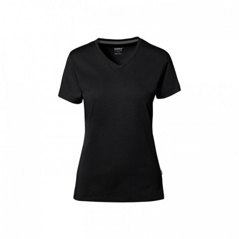 Damska czarna koszulka w serek Hakro 169