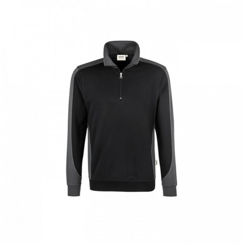 Black - Męska bluza kontrastowa z krótkim suwakiem 476