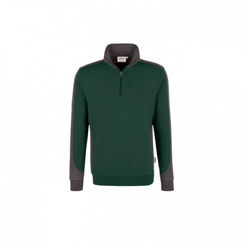 Fir Green - Męska bluza kontrastowa z krótkim suwakiem 476