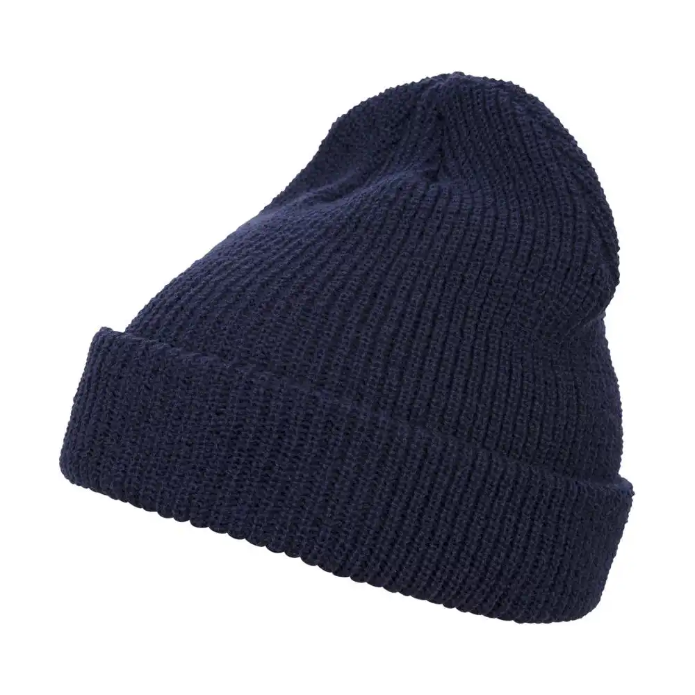 czapka navy long knit beanie flexfit raven