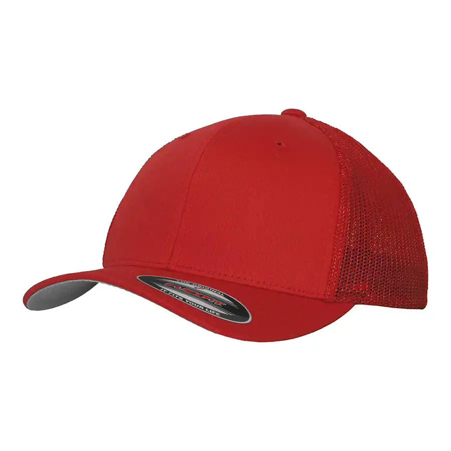 red cap flexfit mesh trucker raven 6511
