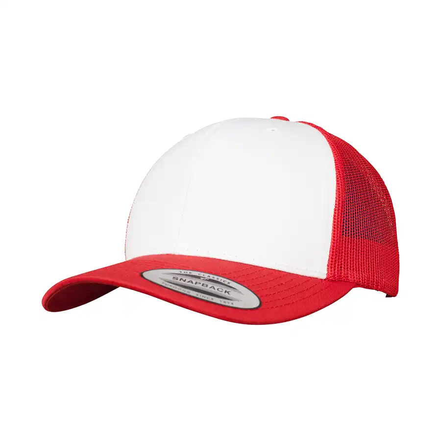 czerwono-biała czapka retro trucker flexfit