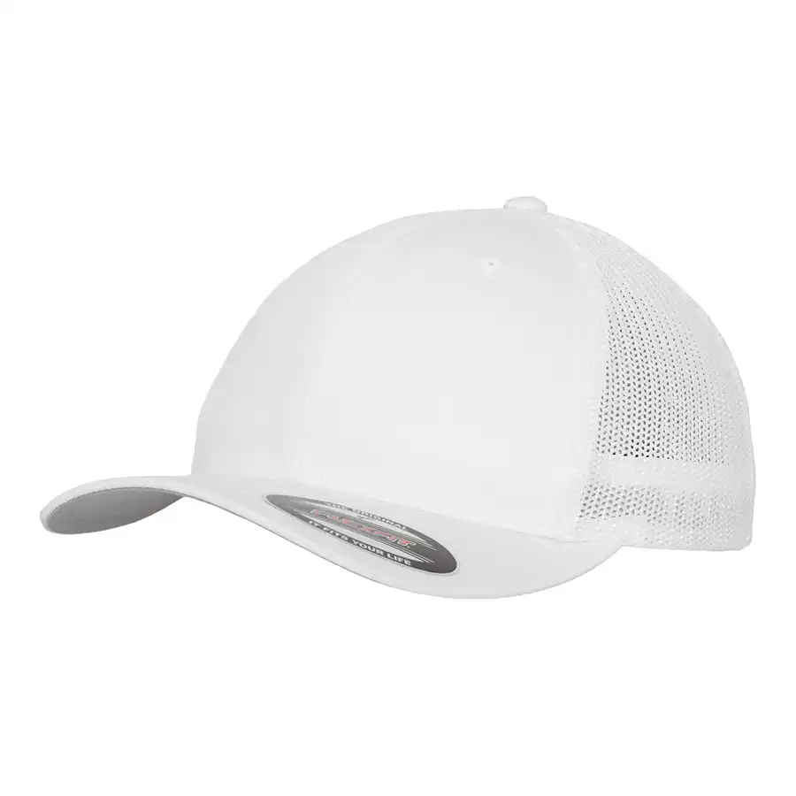 white cap flexfit mesh trucker raven 6511